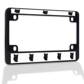 Fastasticdeals Metal Insert Bike License Plate Frame Panther Weatherproof Motorcycle Accessories Black 4 Holes Solid Insert