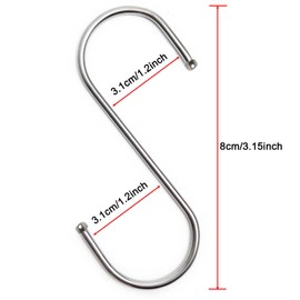 20 Pack S-Shaped Hanging Hooks, Versatile Pot Hangers, Closet Organizers, Stainless Steel Heavy Duty S Hanger Hook for Kitchen, Closet, Office, Bathroom, Garden and Cloakroom Large (Type(B))