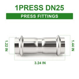 TAISHER 10PCS 304 Stainless Steel Press Fittings,1" Press Slip Coupling,No Pipe Tube Stop Couplings,Propress Pressure Fitting,Residential,Commercial Plumbing