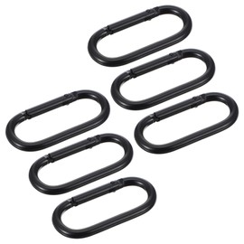 6Pcs Oval Spring Ring Clips Spring O Ring Clip for Purse Strap, Black Buckle Clasp Metal Oval Carabiner Snap Clip Circle Carabiner Clips for Keychains, Handbags, Backpacks, Purse, Keys, Bag Strap