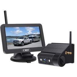 OBEST Magnetic Solar Wireless Backup Camera for Truck: 1Min Installation 1080P DVR 5" HD Monitor, 10,000mAh Battery, IP68 Waterproof,IR Night Vision Rear View Camera System for RV, Truck, Trailer