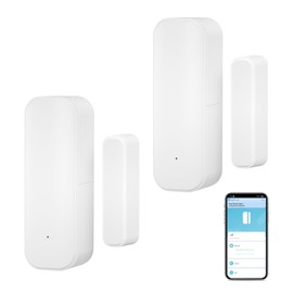 Smart Door and Window Sensor: Wifi Door Sensor for Home Security, App Alerts, Wireless Contact Sensor, Programmable with Smart Life Devices, Compatible with Alexa, Google Assistant (2-Pack)