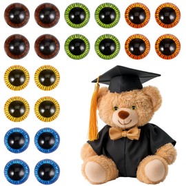 JIYIN 20Pcs 15mm Safety Eyes for Amigurumis Colored Crochet Eyes with Washers, 5 Colors Plastic Craft Eyes Animal Eyes for DIY Making of Bear Crafts Plush Stuffed Animals Doll Making Accessories