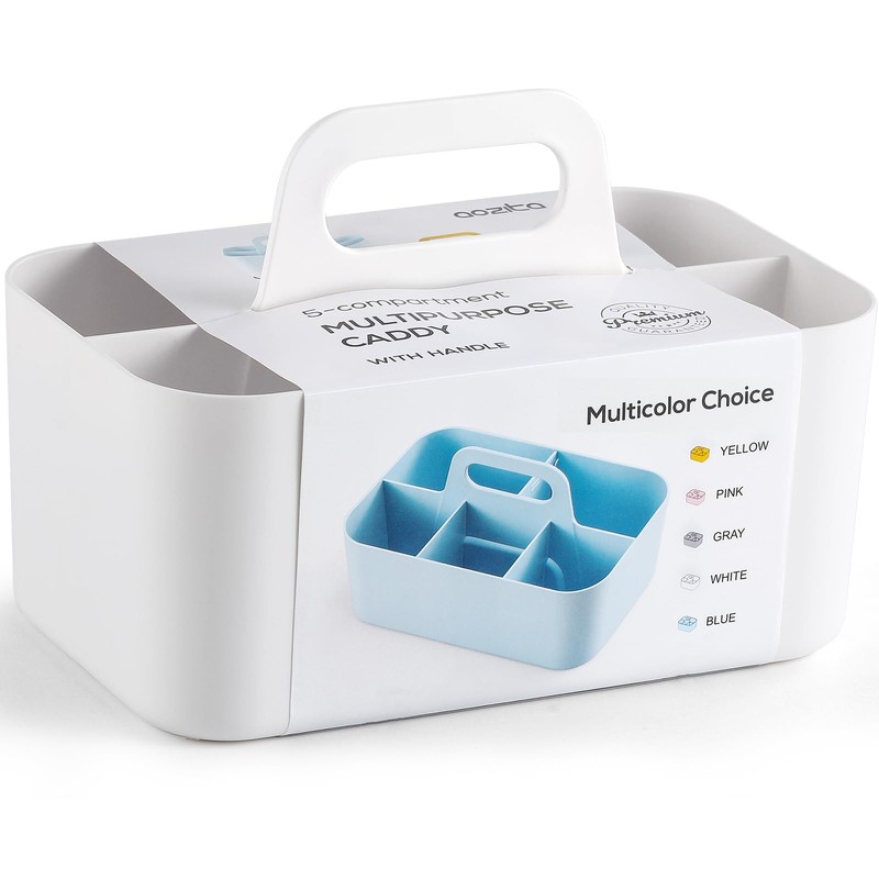 Multiuse Caddy Organizer with Handle - Stackable Plastic Tote Bin