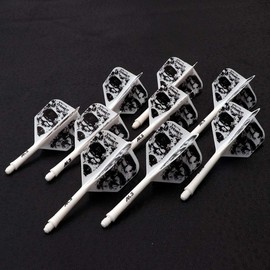CUESOUL 9 Pieces Integrated Dart Shaft and Flights Dart Shaft Length 21mm/28mm/33mm,White Skull Dart Flights