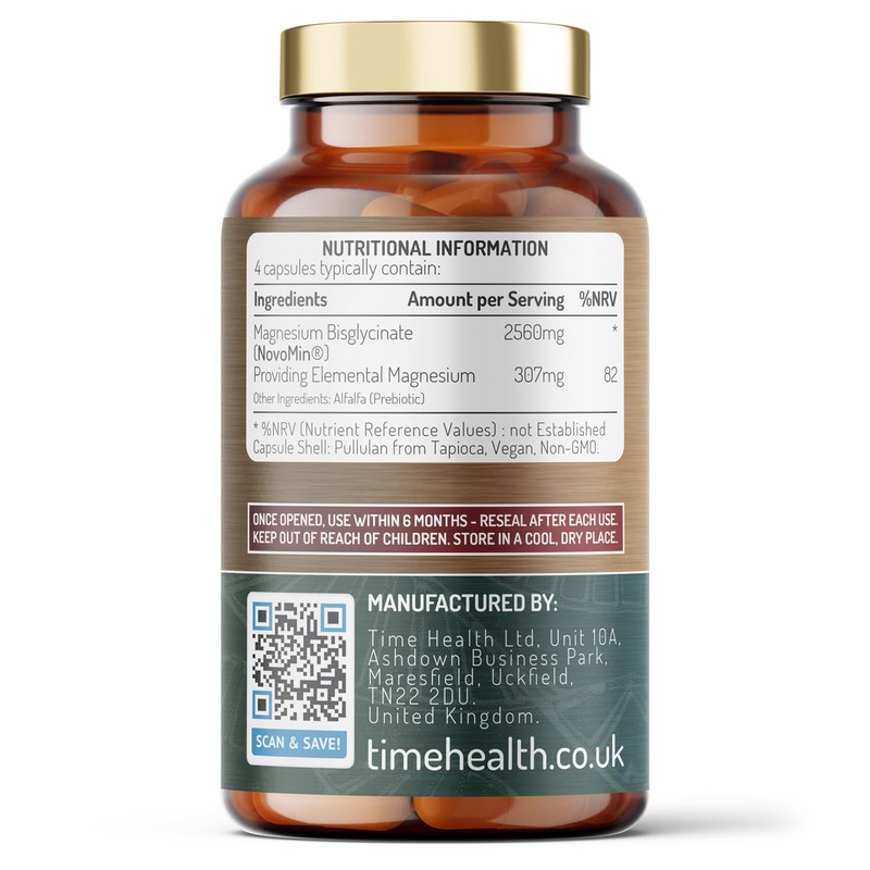 Time Health New: Magnesium Bisglycinate C 307mg Elemental Magnesium C