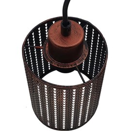 DC Voltage Vintage Drum Metal Wire Cage Lamp Shade Industrial Metal Cage Light DIY Ceiling Pendant Lights for Dining Room Bedroom Loft Hallway (Rustic Red)