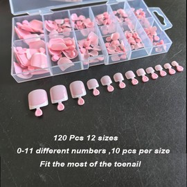Toe Nail Tips - Short French Square Wearable Toenails 120Pcs/Box, 12 Sizes SWRITATSK French Pink Wearable Full Cover Fake Toenail For Nail Extension Home DIY Nail Salon