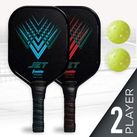 Franklin Sports Pickleball Paddles + Balls Starter Set - 2 Player Pickleball Rackets + Pickleballs - (2) Jet Aluminum Pickleball Paddles + (2) X-40 Pickleballs - USA Pickleball (USAPA) Approved