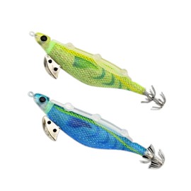 Egi Lure Set No. 3.5 Bait Roll, Luminous Squid, Octopus, Fishing, 2, 3, 4 Pieces (Green, Blue, 2, Pieces)