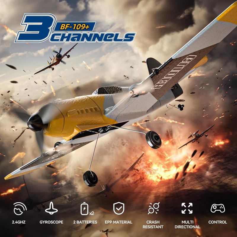 DEERC RC Plane 3 Channel BF-109 Remote Control Fighter Airplane