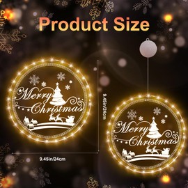 ConBlom Christmas Decorative Window Light, 24 cm Christmas Lighting Indoor Window Hanging Christmas Decoration Fairy Lights for Outdoor Indoor Patio Bedroom Background (Christmas Merry Christmas)