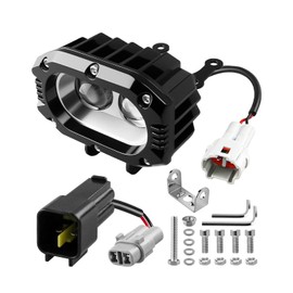 HKJWUN Upgrade Headlight Kit Fits for Talaria Sting R MX4 Sur-Ron Segway X260, with Oval Shaped Lamp Shell, Plug and Play Motorcycle LED Front Light with Adjustable Bracket & Adapter Harness