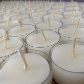 White Tealight Beeswax Candles BULK 100% Natural Handcrafted USA / 6/12 / 25/50 / 75/100 / 200 / Tea Lights Wedding Event Party Honey (12 Tealights+Cup+Box)