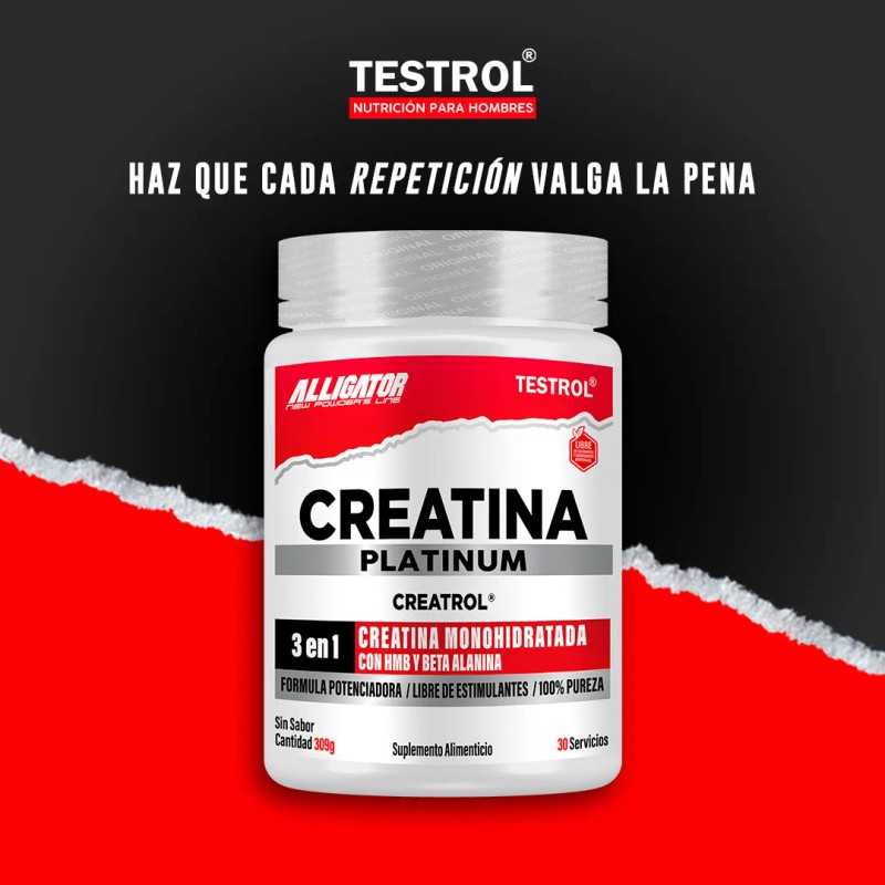 Creatina Platinum Testrol | 30 Servicios Sin Sabor | Carga