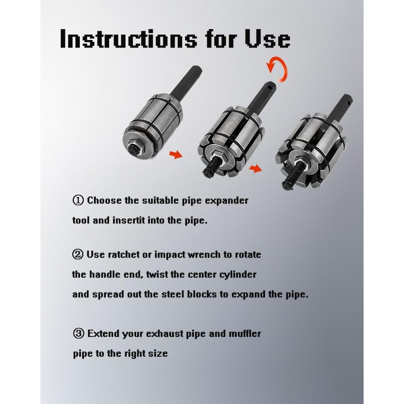 Zkaybb 1/18'' to 3-1/2'' Exhaust Pipe Expander Tool, Tail Pipe