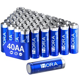 1 Hora Pilas AA, Paquete de 40 Baterias Alcalinas AA industriales LR6 1.5V, Desechables de Alto Rendimiento para Juguetes, Reloj, Despertador, Mando  