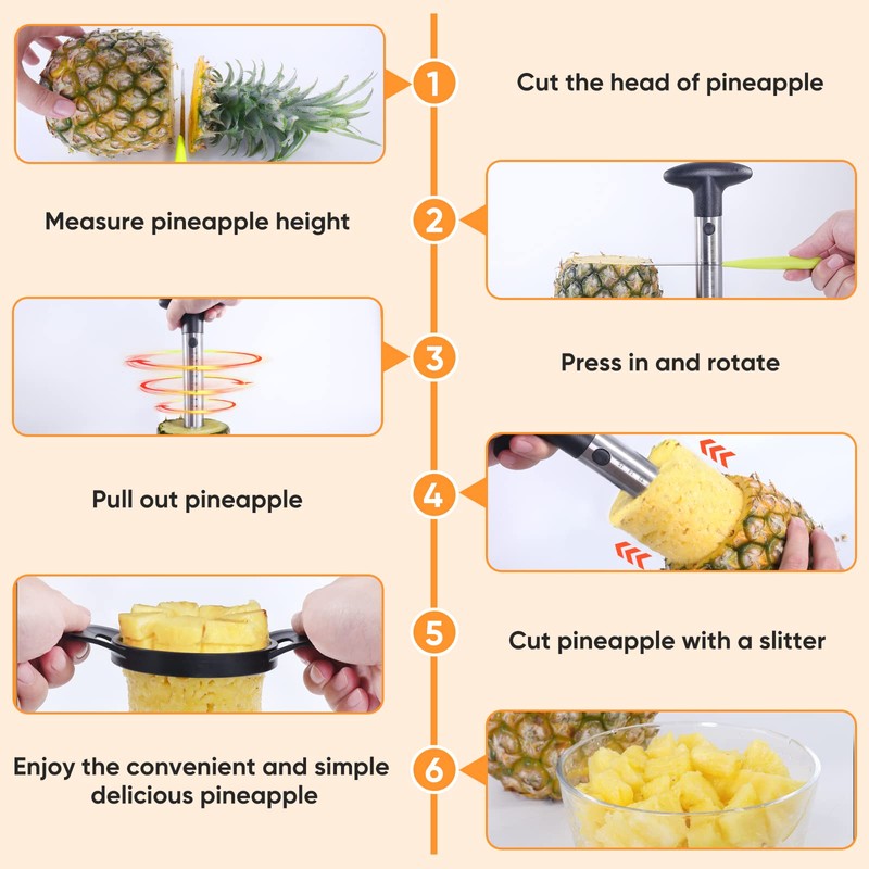 OOKUU Pineapple Corer Cutter, Stainless Steel Fruit Pineapple Peeler Slicer