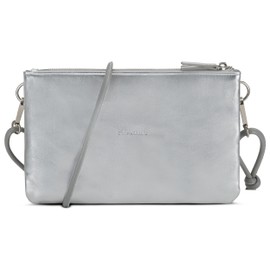Expatrié Emilie Women's Clutch Bag, Stylish Shoulder Bag for Wedding, Party & Leisure, Small Handbag in Two Colours, Crossbody Bag for Women, Adjustable Shoulder Strap, silver-grey
