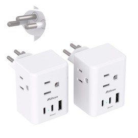 Switzerland Power Adapter, Type J Adaptor Swiss Liechtenstein European Travel Plug Adapter, 3 Outlets 3 USB Charging Ports(2 USB C), 2 Pack