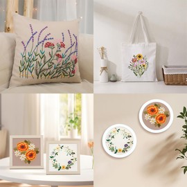 Traziewell Full Range Embroidery Starter Kit DIY Cross Stitch Stamped Embroidery Kit for Adults Beginner 0516