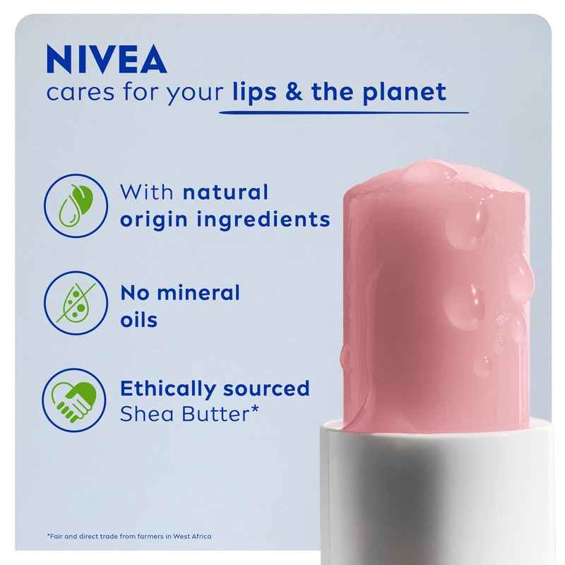 NIVEA Pearly Shine Lip Balm (4.8g), Lip Balm with Shea