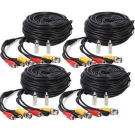 Henxlco 4 Pack 100ft Security Surveillance Camera Audio Video Power Extension Cable Pre-Made All-in-One CCTV Wire