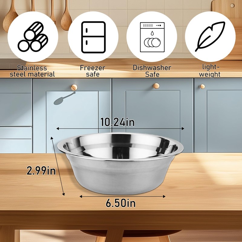 NYSUZHOUJI Deep Mixing Bowl, Stainless Steel Bowl, Salad Bowl for
