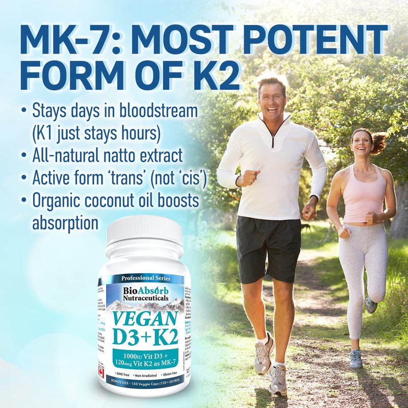Vegan Vitamin D3 1000 IU + Vitamin K2 MK-7 Form