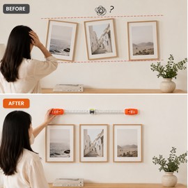 Picture Hanging Tool for Wall Décor – Built-In Level Ruler & Hole Marker for Frames, Mirrors and DIY Projects