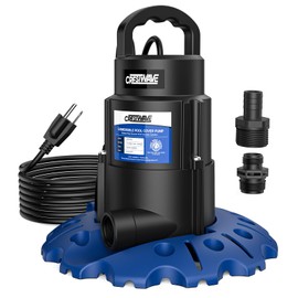 1/3 HP Automatic Swimming Pool Cover Pump, 35GPM Submersible Sump Pump with Delay On/Off for Fast Draining Pool Covers, Hot Tubs, Basement w/Sturdy Filter Base, GHT Adapters, 25ft UL Cord & Rope IPX8