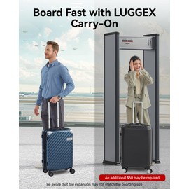 LUGGEX Luggage with Spinner Wheels, Polycarbonate Expandable Hard Shell Suitcase, Carry On 20 Inch, Utility Blue