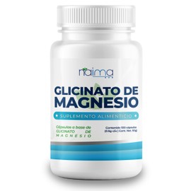 NAIMA Glicinato de Magnesio 100 Cápsulas  Suplemento Alimenticio Ingredientes Naturales  Puro, Alta Absorción  Energía y Bienestar General  Sin...    