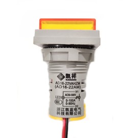 Szliyands with Three-Digit Display AC Current, Voltage, Frequency Indicator, 22mm Square Head LED Multi-Function Measuring Instrument Monitor (Yellow)