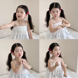 Fesanla Hair Ornament, Ribbon, Hair Clip, Small Bow, Set of 2, Clips, Hair Accessories, Solid, Grosgrain Ribbon, For Girls, Toddlers and Girls, All Year-Round Entrance Ceremonies, Graduation