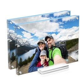 JUOIFIP Acrylic Picture Frame 5x7 Inch 2 Pack,Clear Magnetic Photo Frames,Double Side Freetanding Frame, Modern Acrylic Floating Frame,Certificate Frame for Family,Office,College