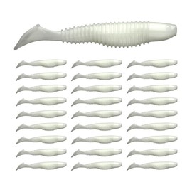 OSAGE RIVER 28-Pack Swim Bait, White 4in Swimbait, Trout, Crappie, Walleye, or Bass Paddle Tail Lure, Freshwater or Saltwater Fishing Lures