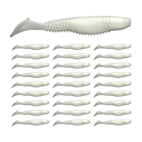 OSAGE RIVER 28-Pack Swim Bait, White 4in Swimbait, Trout, Crappie,