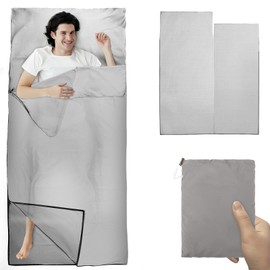 Ultralight Summer Sleeping Bag, Ultralight Sleeping Bag, Small Pack Size [220 x 90 cm], Outdoro Grey Summer Travel Sleeping Bag, Hut Sleeping Bags & Liners