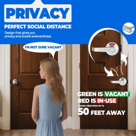 MUTEX Large Grade 2 Commercial Privacy Indicator Lock - Drop-in Replacement, Heavy Duty Door Levers for Restroom and Bathroom, Keyless Lock, Fits Standard Door Sizes, ANSI Grade 2 - Silver