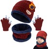 CheChury Kids Knitted Beanie Hat Circle Scarf and Gloves Set