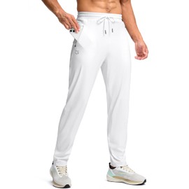 G Gradual Men's 30"/32"/34"/36" Inseam Tall Sweatpants with Zipper Pockets Stretch Long Joggers Athletic Workout Pants Men(White,34-XL)