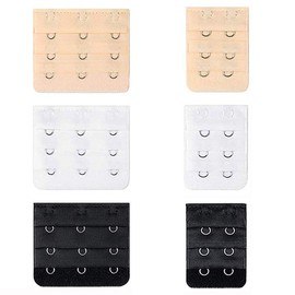 Wacnune 6Pcs Bra Extender Set Soft and Comfortable Women Bra Extensions of 3 Hooks and 2 Hooks(Black,White and Beige)