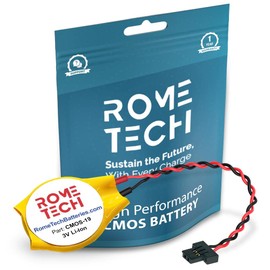 Rome Tech CR1220W CMOS Battery for Medion Akoya P2212T S2218 MD99595 - Laptop Backup BIOS RTC 3V CR 1220 Battery with 2 Wire Cable FI Connector (1-Pack)