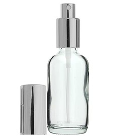 Aura Variety 72 BOTTLES 2 OZ 60 ML BOSTON ROUND CLEAR EMPTY REFILLABLE GLASS BOTTLE WITH FINE MIST SILVER SPRAYERS (Perfume Fragrance Cologne Essential Oil Atomizer)