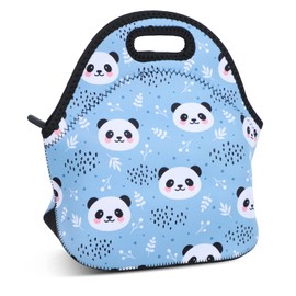 Violet Mist Panda Neoprene Lunch Bag for Women Kawaii Cute Insulated Lunch bags Handbag Reusable Lunch Box Gift for Women Work Picnic Office Christmas Gift