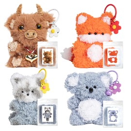Fluffy Pipe Cleaner Craft Kits, 4-Pack DIY Plush Animal Keychain Making Set