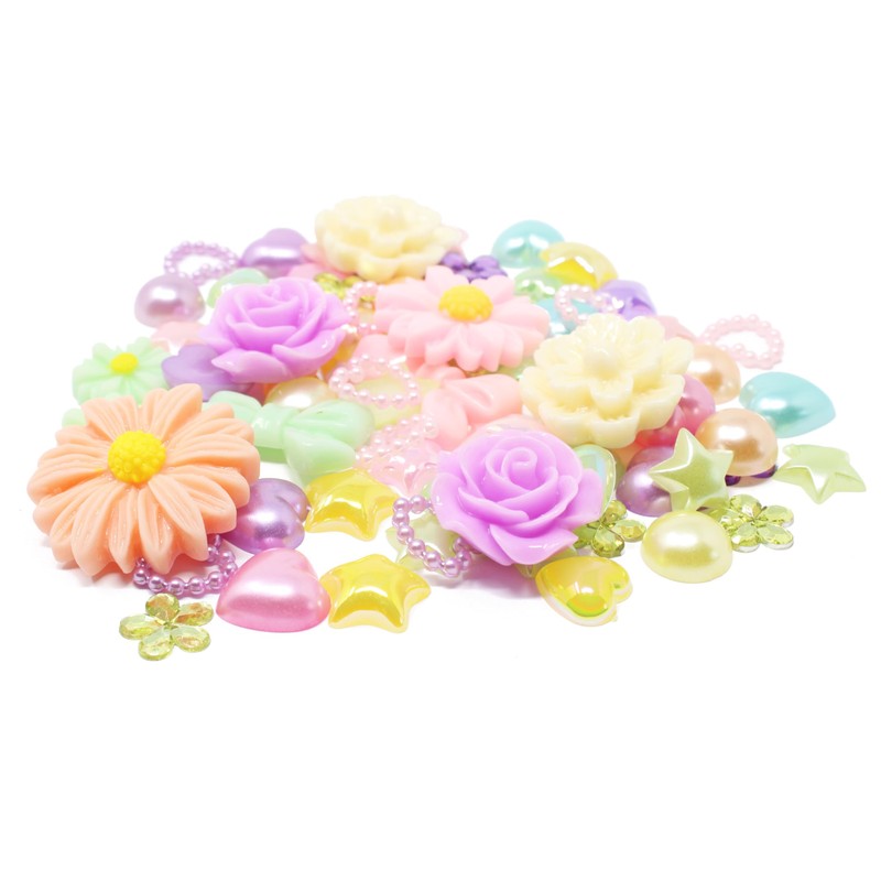 80 Mix Pastel Shabby Chic Resin Flatbacks - Delicate Embellishments