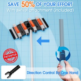 TidyMister Heavy Duty Pool Vacuum Head with Swivel Handle,Side Brush & Wheels for Vinyl Liner Professional Weighted Swimming Pool Vac Cleaner Heads for Inground & Above Ground Pool - Orange