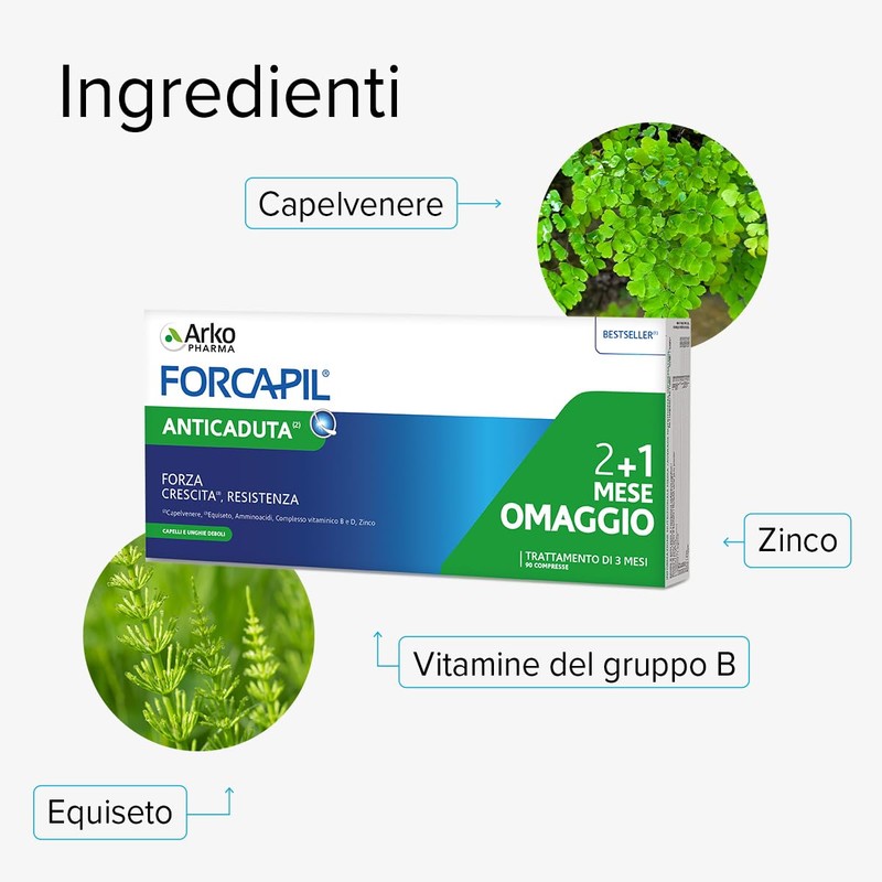 Arkopharma Forcapil Anticaduta - Integratore Alimentare per Capelli - Con